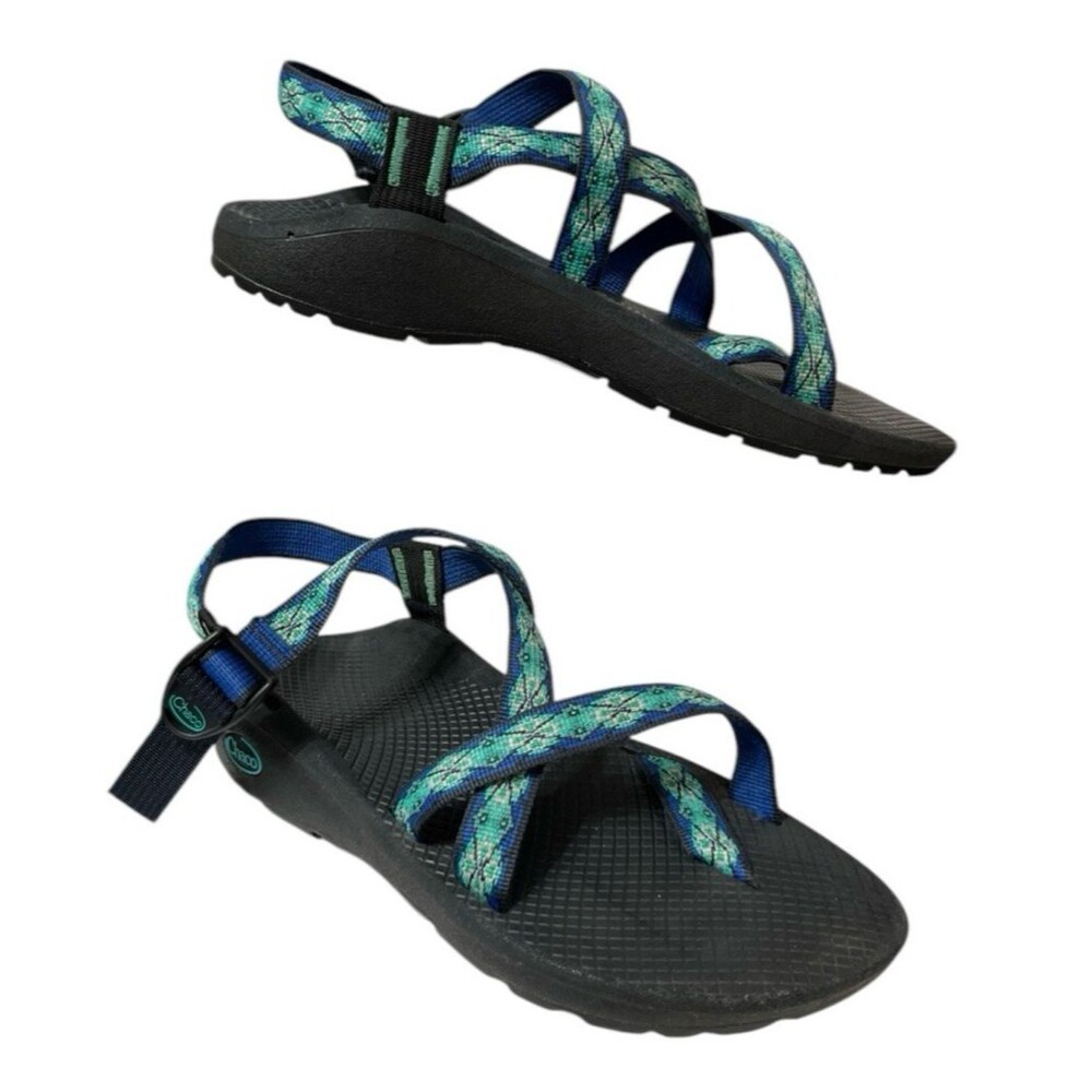 CHACO Sandals Z/2 Classic Blue & Green Floral Women's Size 10M Toe Strap